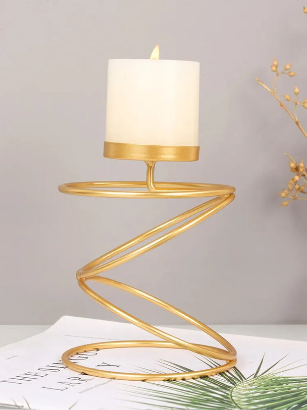 Style Metal Candle Holders Simple Golden