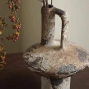 Ceramic Vase, Vintage Coarse Pottery Rusty Spotted Flower Vase