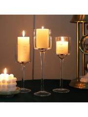 Glass Candle Holder Wedding Props Transparent Candlelight
