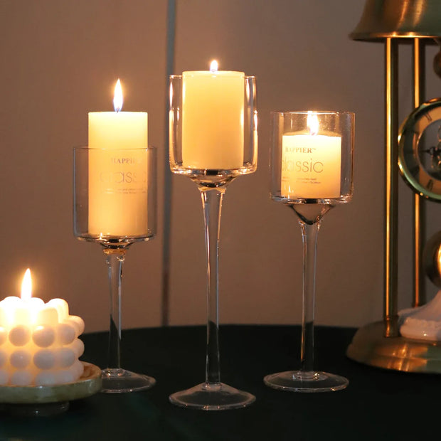 Glass Candle Holder Wedding Props Transparent Candlelight