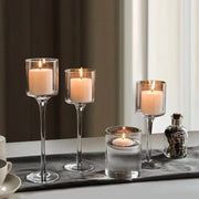 Glass Candle Holder Wedding Props Transparent Candlelight