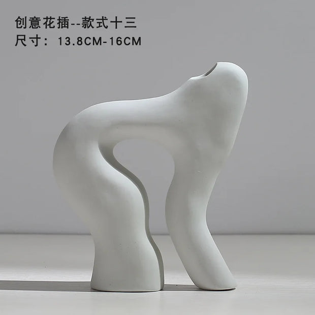 Ceramic Vase Flower Arrangement Dried Flowers Nordic Style