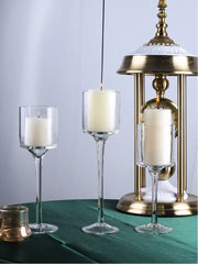 Glass Candle Holder Wedding Props Transparent Candlelight