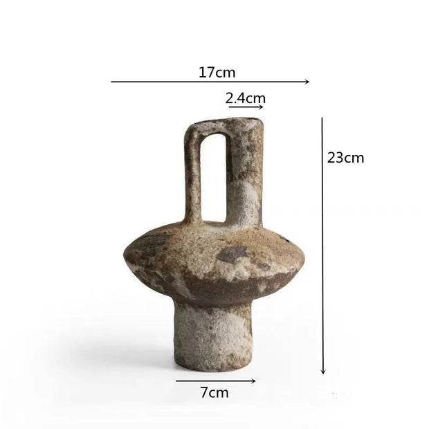 Ceramic Vase, Vintage Coarse Pottery Rusty Spotted Flower Vase