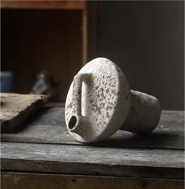 Ceramic Vase, Vintage Coarse Pottery Rusty Spotted Flower Vase