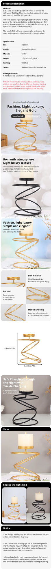 Style Metal Candle Holders Simple Golden