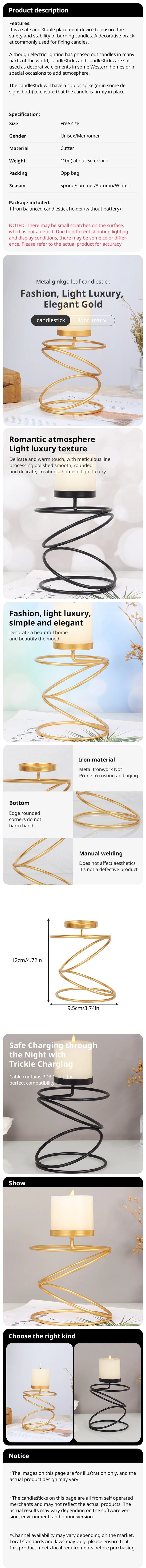 Style Metal Candle Holders Simple Golden