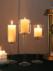 Glass Candle Holder Wedding Props Transparent Candlelight