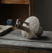 Ceramic Vase, Vintage Coarse Pottery Rusty Spotted Flower Vase