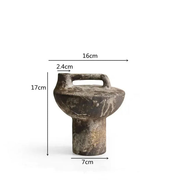 Ceramic Vase, Vintage Coarse Pottery Rusty Spotted Flower Vase